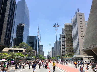 Paulista Avenue during a sunny day.