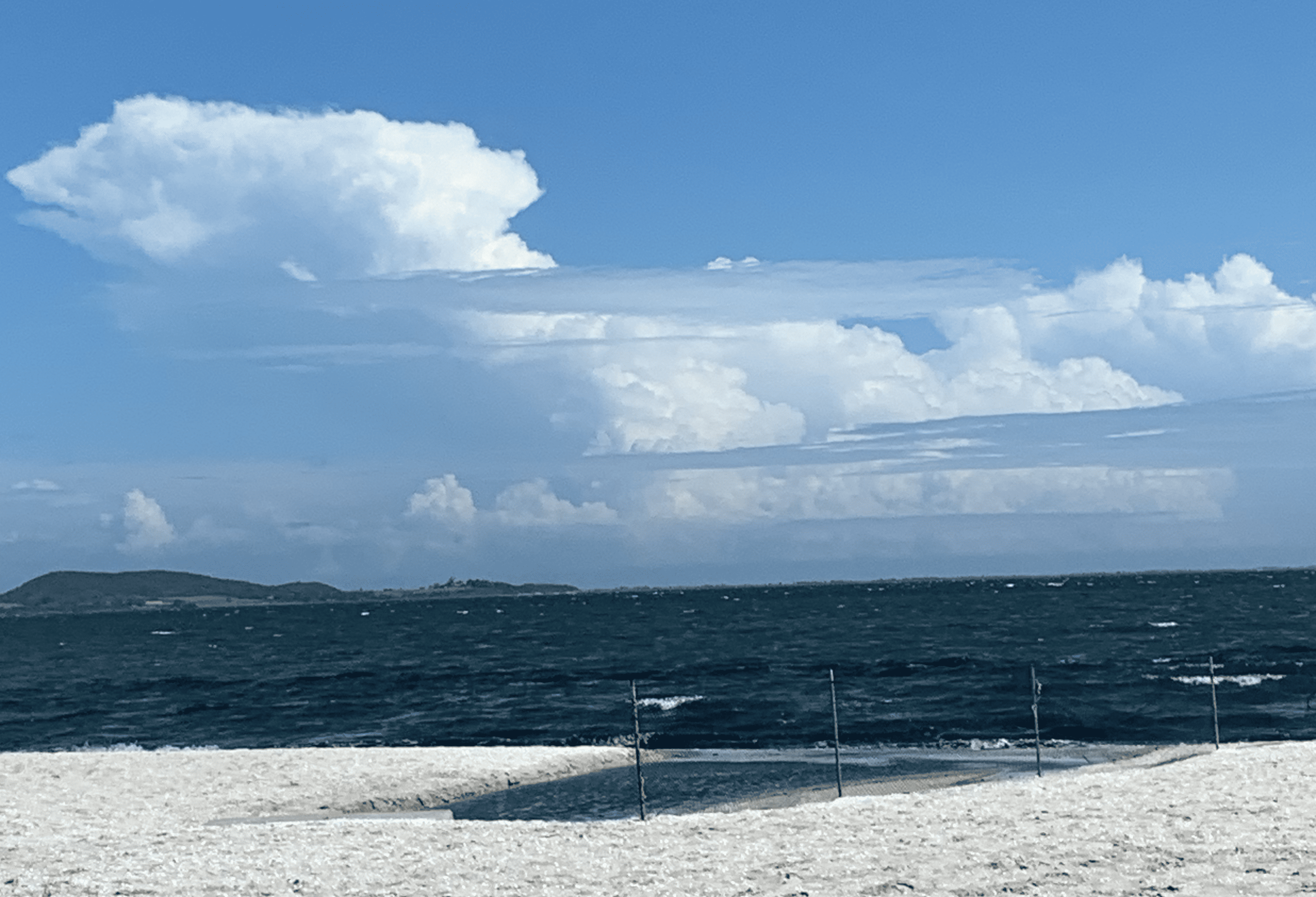 Sunny day with clouds.